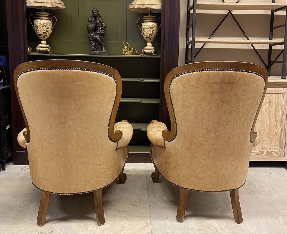 İngiliz Chesterfield Deri Çift Berjer — fotoğraf 2