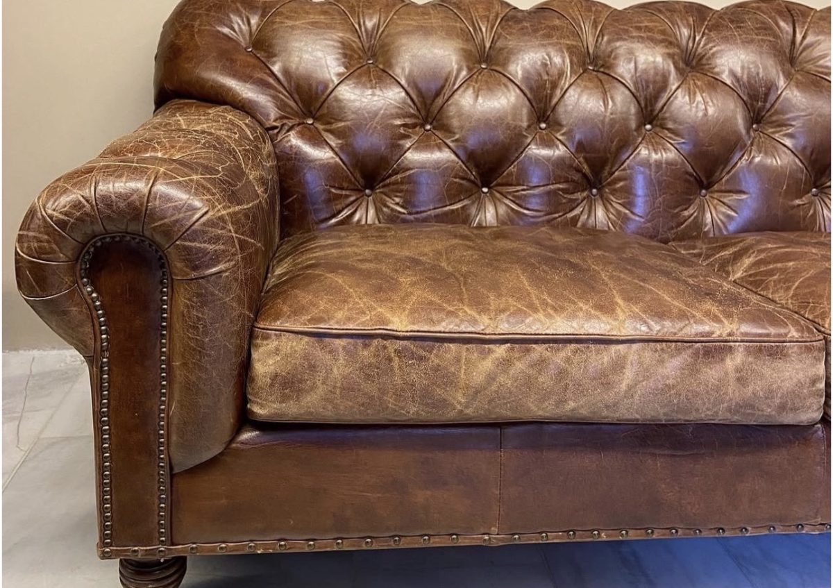 Vintage Chesterfield Deri Kanepe — fotoğraf 4