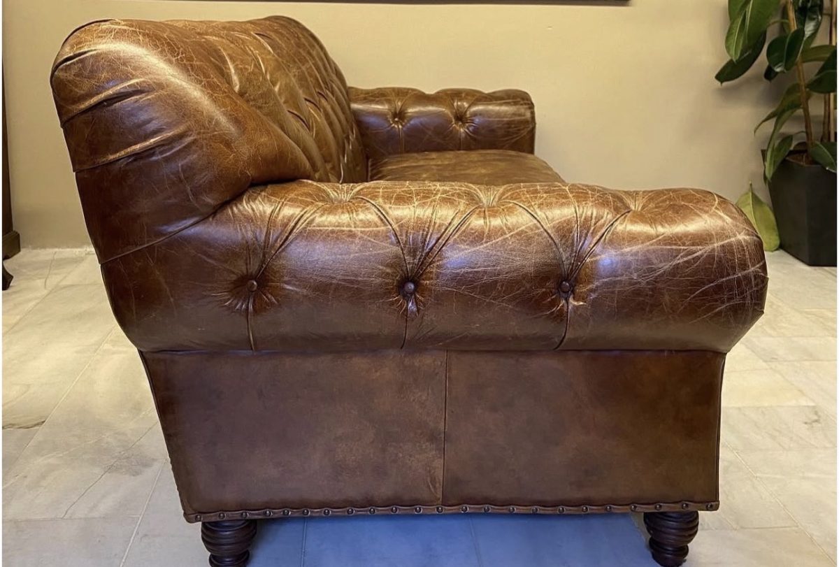 Vintage Chesterfield Deri Kanepe — fotoğraf 3