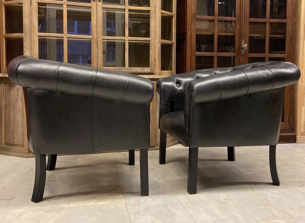Chesterfield Hakiki Deri Çift Berjer — fotoğraf 2