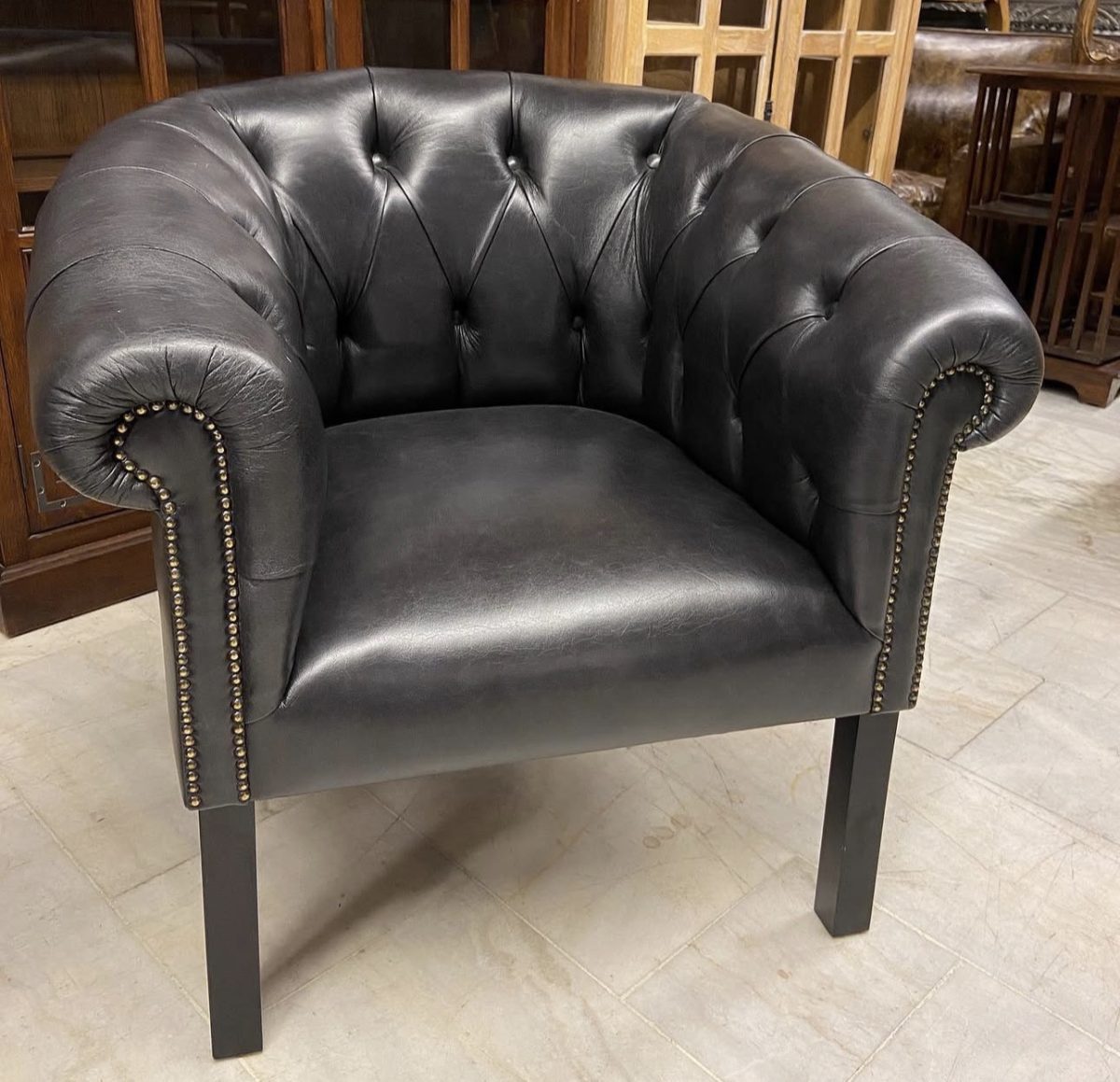 Chesterfield Hakiki Deri Çift Berjer — fotoğraf 4