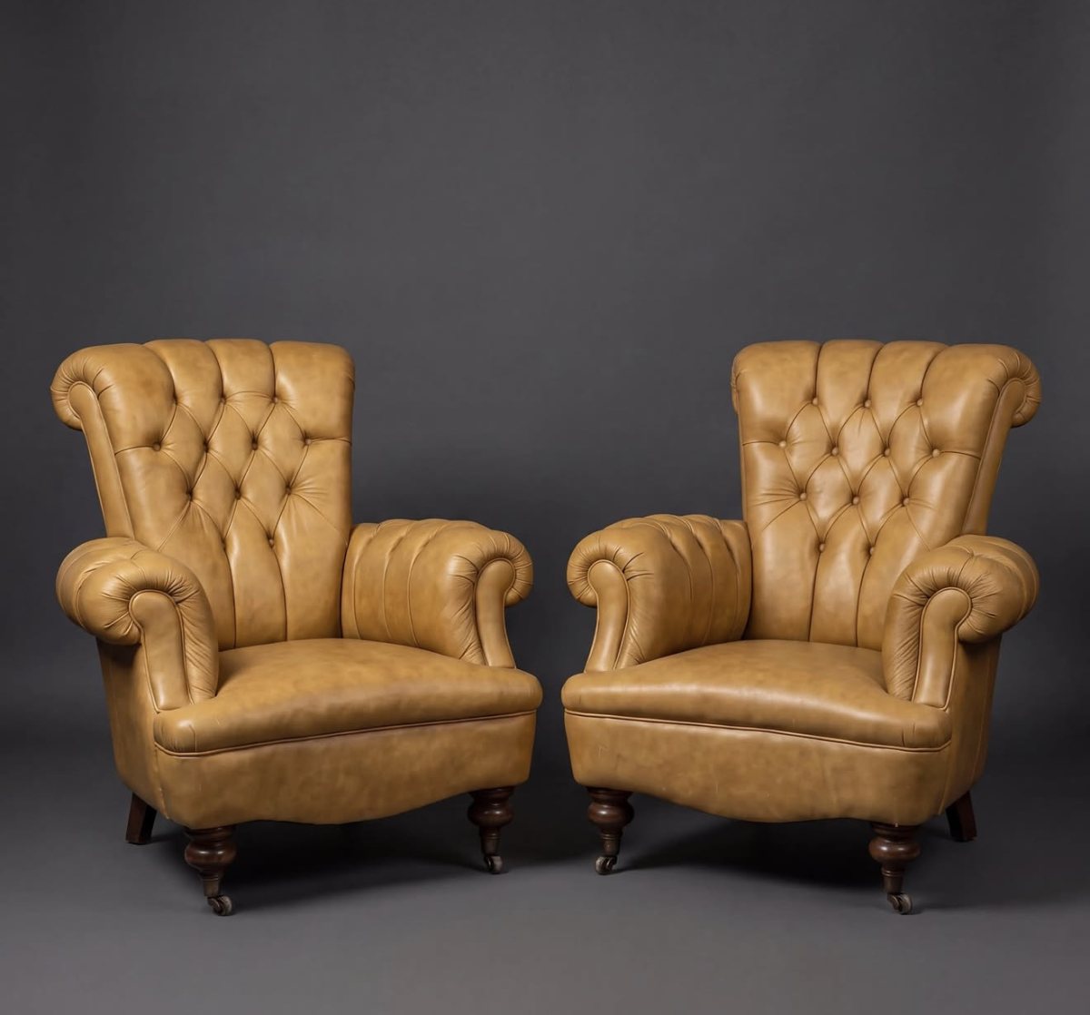 Chesterfield Deri Çift Berjer — fotoğraf 1