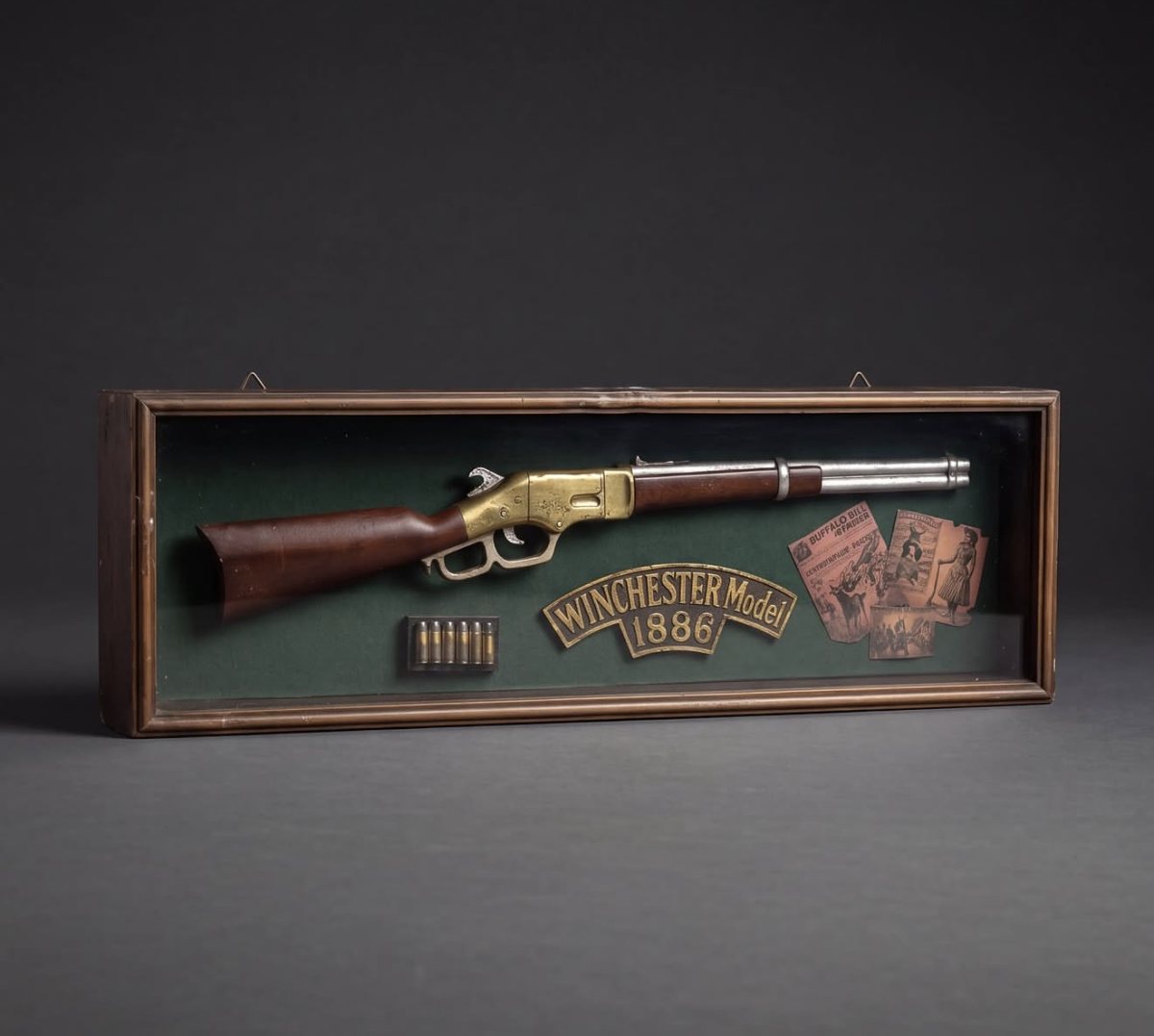 Winchester model 1886 tüfekli gölge kutusu — fotoğraf 2