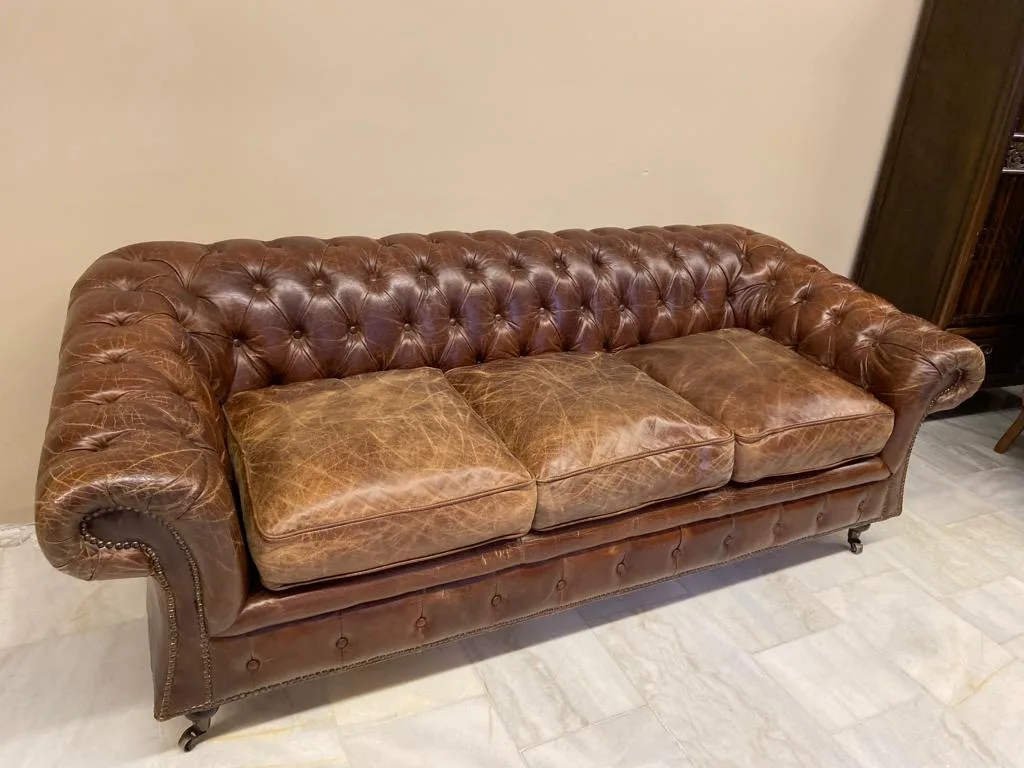 VİNTAGE CHESTERFİELD DERİ KANEPE - Görsel 2