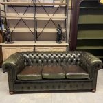 İNGİLİZ ANTİK CHESTERFİELD DERİ KANEPE