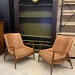 MidCentury Modern Deri Çift Berjer