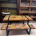 Tik ağacı banklı masa takımı