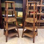 Köşe Piramit Şekilli Vintage Bambu Raf