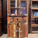 Danbury Rustik Geri Kazanılmış Ahşap Teşhir Dolabı