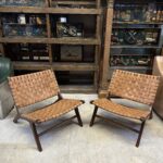 MODERN TİK AĞACI DOKUMA DERİ BERJER