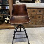 Endüstriyel Deri Ayarlanabilir Bar Sandalyesi