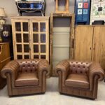 Chesterfield 2 adet Gerçek Deri Koltuk