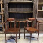 Uzakdoğu gül ağacı oymalı köşe çift sandalye