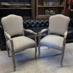 Fransız Country ahşap gri sandalye