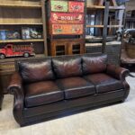 Bernhardt Brae Brown Deri Üçlü Kanepe