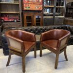 Vintage Deri Çift Berjer