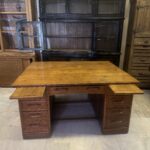 Antika Meşe Ağacı Çift Taraflı Ofis Masası