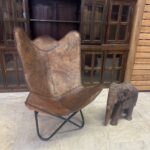 Vintage Kelebek Deri Berjer