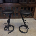 Endüstriyel deri çift bar sandalyesi