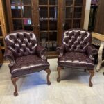 İngiliz Chesterfield Deri Çift Berjer