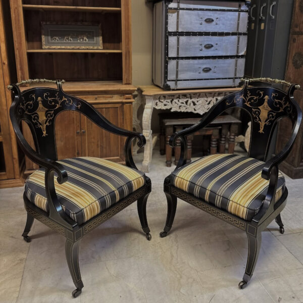 İngiliz pirinç detaylı ahşap çift koltuk