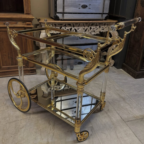 Pirinç iki katlı servis arabası