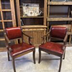 İngiliz Antik Deri Çift Berjer