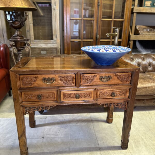 Antik Çin Qing Hanedanı ahşap konsol