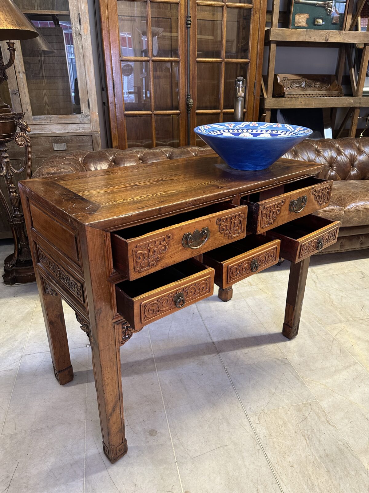 Antik Çin Qing Hanedanı ahşap konsol - Görsel 2