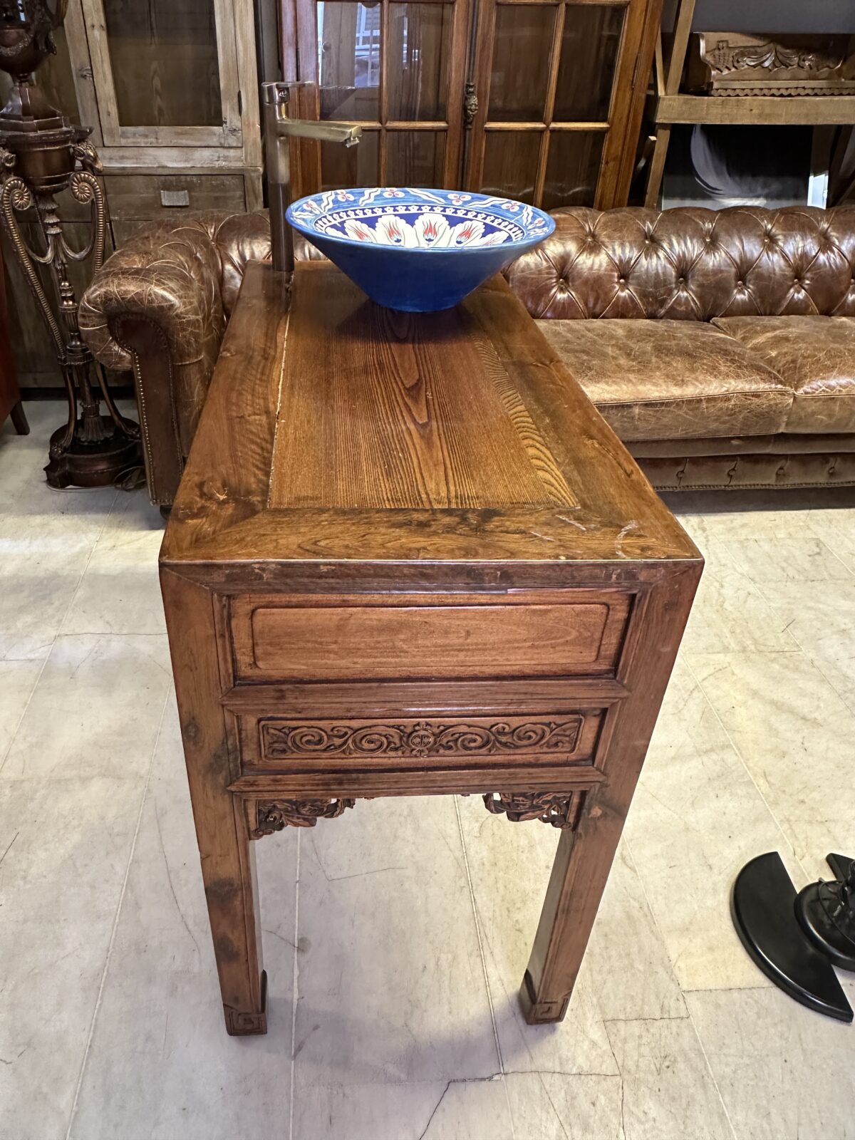 Antik Çin Qing Hanedanı ahşap konsol - Görsel 4