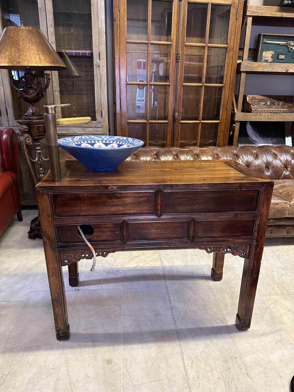 Antik Çin Qing Hanedanı ahşap konsol - Görsel 5