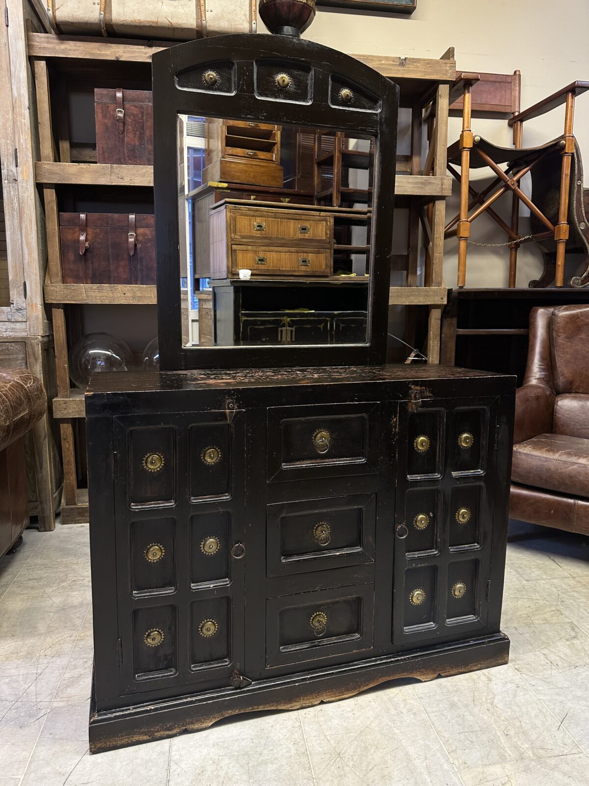 Kervan antik ahşap aynalı konsol - Görsel 1