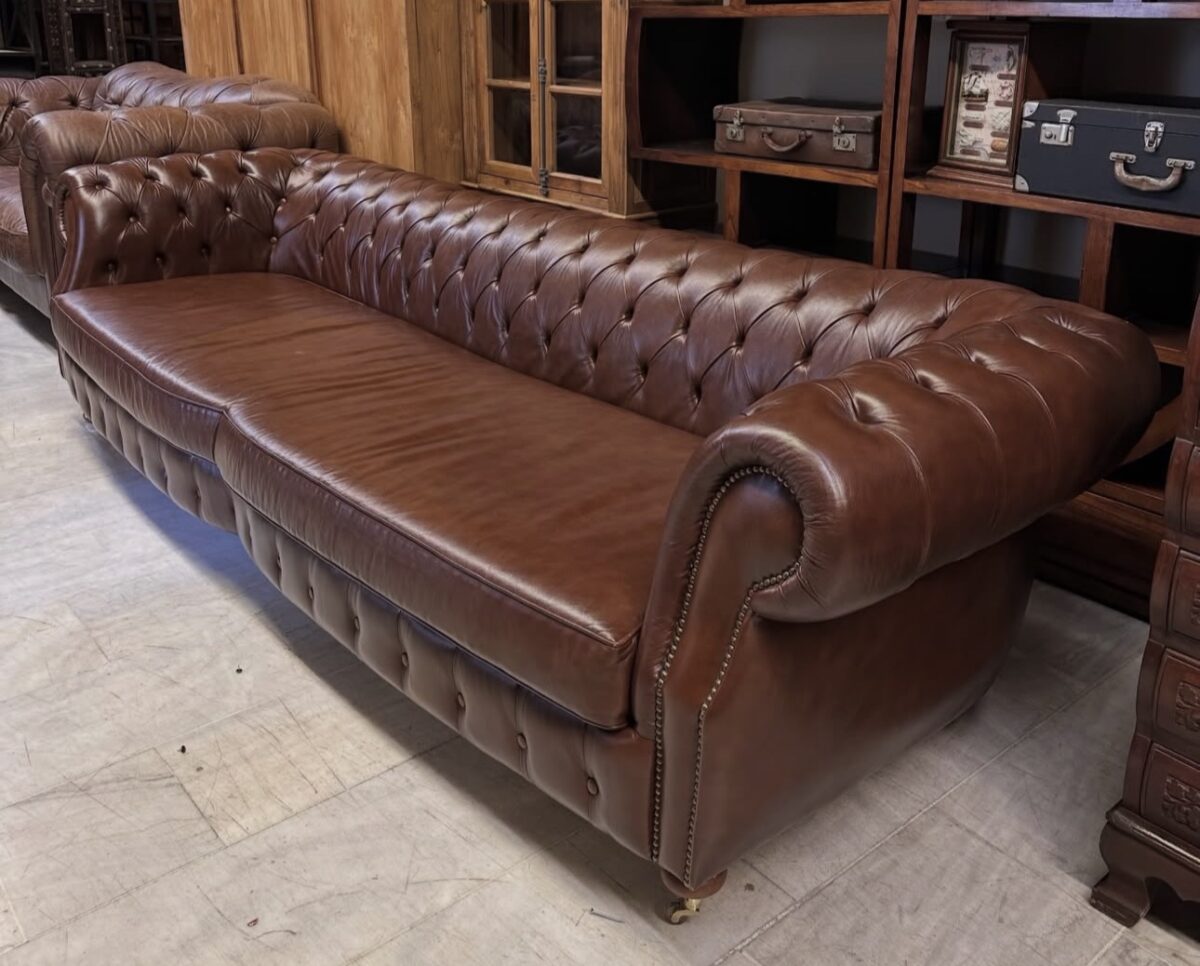 Chesterfield Deri Dörtlü Koltuk - Görsel 3
