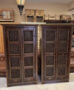 Antika pirinç işlemeli çift kitaplık